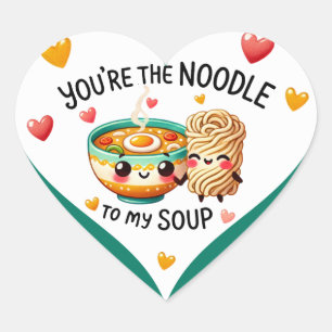 Sticker Cœur Nouilles et soupes Cute Kawaii