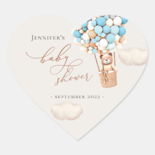 Sticker Cœur Nous pouvons à peine attendre la baby shower bleu