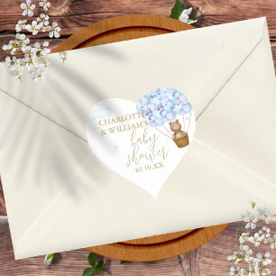 Sticker Cœur Nous pouvons à peine attendre Ourson Garçon Baby S
