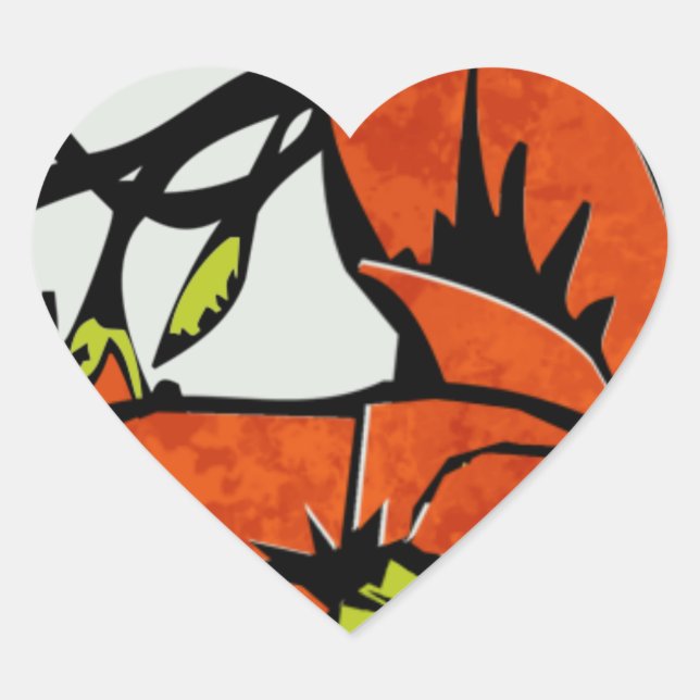 Sticker Cœur Nouveau Poppies (Stickers en forme de coeur) (Devant)