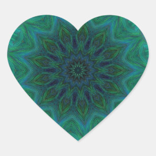 Sticker Cœur Nuances de motif de mandala de vert vert