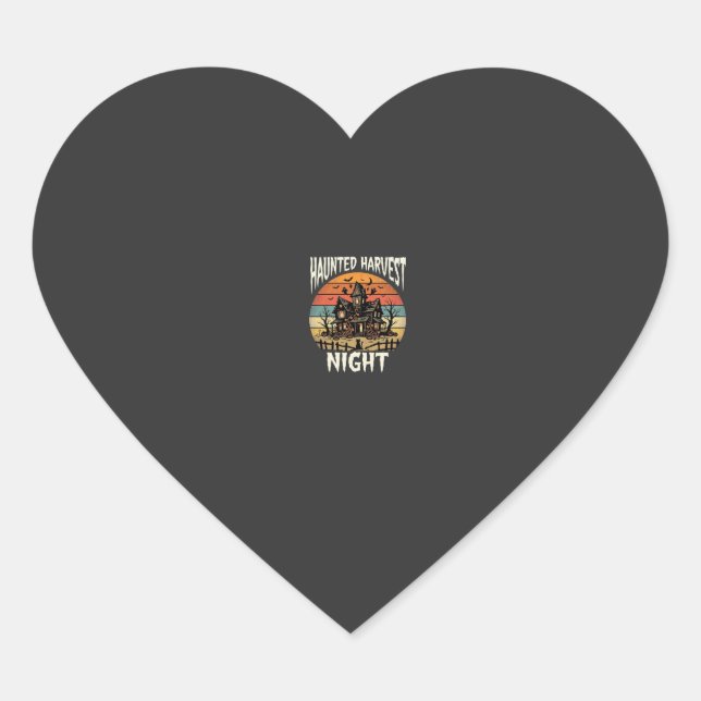 Sticker Cœur Nuit de citrouille hantée d'Halloween (Devant)
