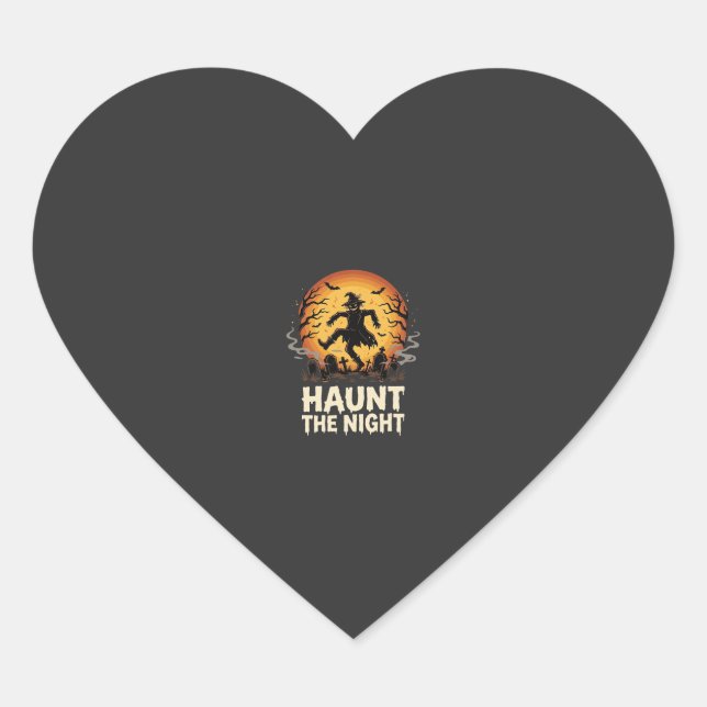 Sticker Cœur Nuit de l'escroc de la Lune d'Halloween (Devant)