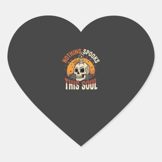 Sticker Cœur Nuit de squelette courageuse d'Halloween (Devant)