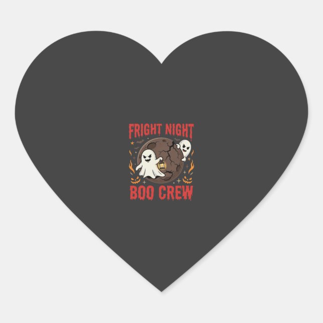 Sticker Cœur Nuit d'épouvante de fantôme d'Halloween (Devant)