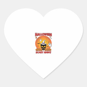Sticker Cœur Nuit effrayante d'Halloween Crâne Chapeau de sorci