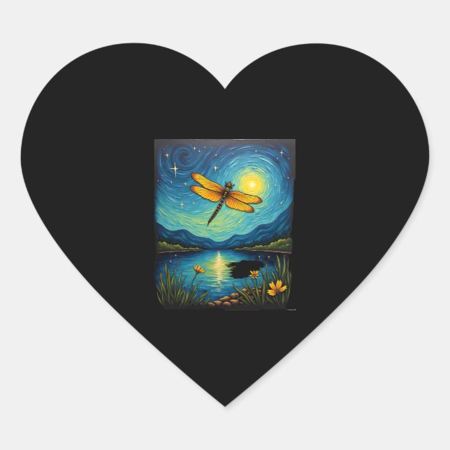 Sticker Cœur Nuit étoilée de la libellule (2) (Devant)