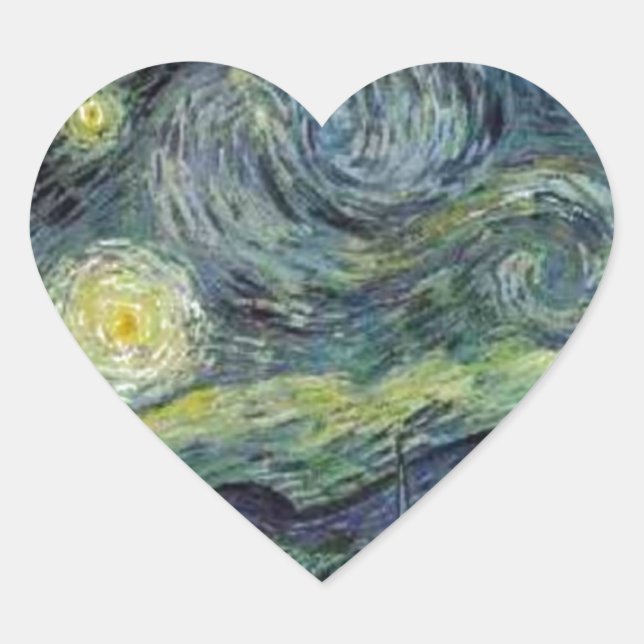 Sticker Cœur Nuit étoilée - van Gogh (Devant)
