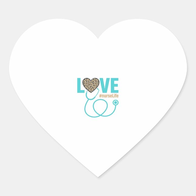 Sticker Cœur Nurse Love Leopard Stethoscope Vector Design_1 (Devant)