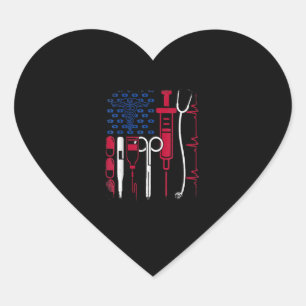 Sticker Cœur Nurse Tool American Flag Pride 4 juillet Fière N