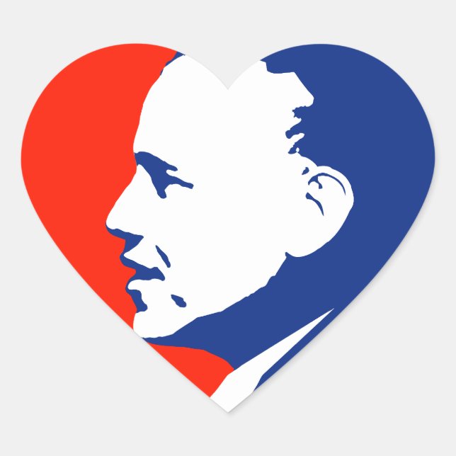 Sticker Cœur Obama 2012 (Devant)