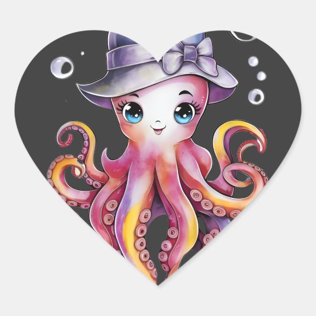Sticker Cœur Octo-Charme Whimsical (Devant)