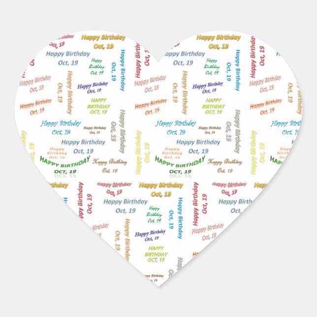 Sticker Cœur Octobre, 19 Anniversaire (Devant)