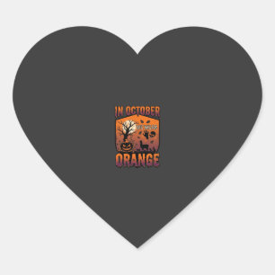 Sticker Cœur Octobre Nous Portons Orange Halloween Citrouille L