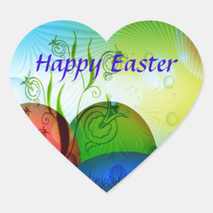 Sticker Cœur OEufs de Pâques fragmentés personnalisés