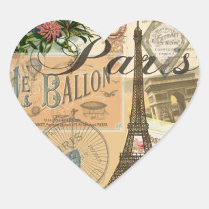 Sticker Cœur Oeuvre colorée Vintage voyage Paris France