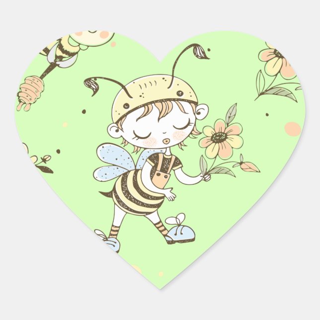 Sticker Cœur Oeuvre d'abeilles (Devant)