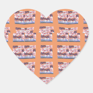 Sticker Cœur Œuvre d'art unique et élégante à motif de cœur pou