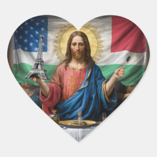 Sticker Cœur oeuvre surréaliste représentant Jésus de la Derniè