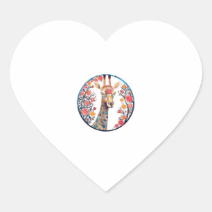 Sticker Cœur Oeuvres d'art de Giraffe colorées - Animaux en fle