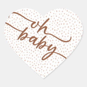 Sticker Cœur "Oh Baby" Brown Script & Baby shower de points bei