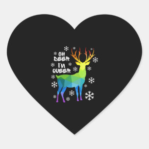 Sticker Cœur Oh Deer Je Suis Queer Funny Lgbt Gay Lesbian Chris