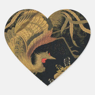 Sticker Cœur Oiseau mythique Howo d'Audsley : Phénix japonais d
