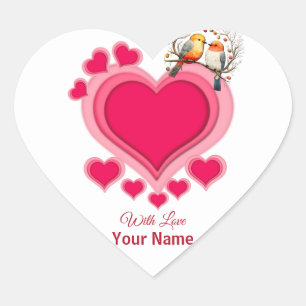 Sticker Cœur Oiseaux romantiques en Branche Saint-Valentin et c
