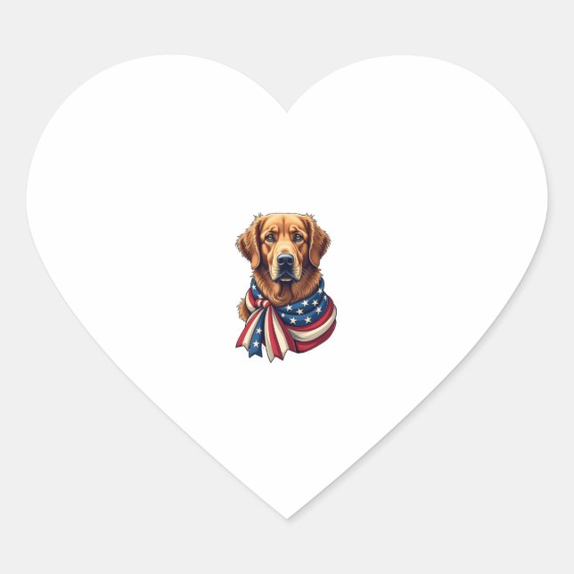 Sticker Cœur Old Glory Golden Retriever Vintage Shirt 2 (Devant)