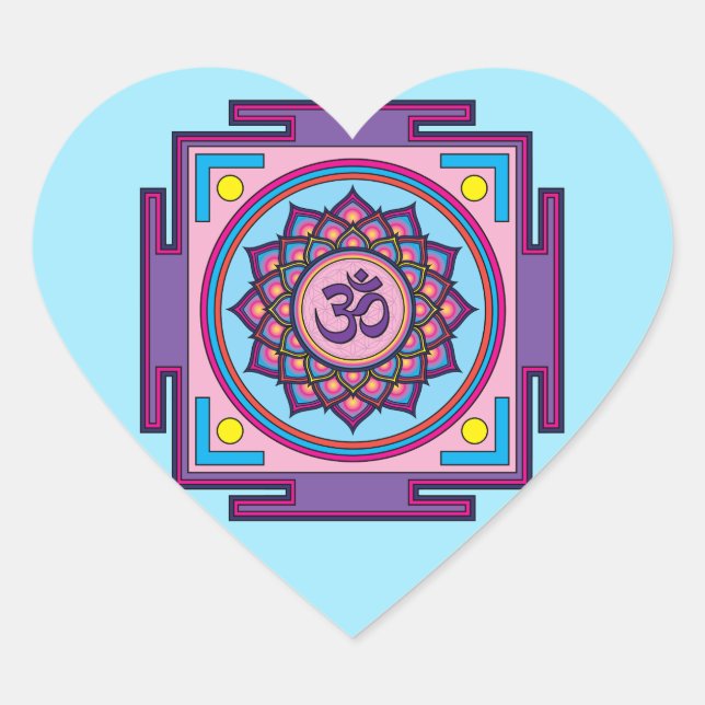 Sticker Cœur Om Shanti Om Mandala (Devant)