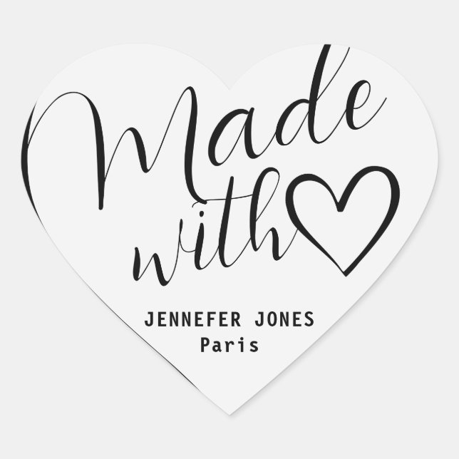 Sticker Cœur Ombre d'argent fait avec la calligraphie d'amour (Devant)