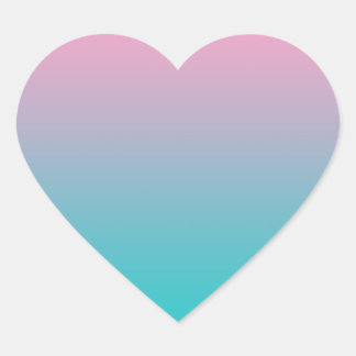 Sticker Cœur Ombre rose et turquoise