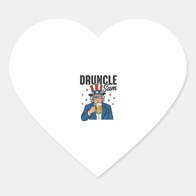 Sticker Cœur Oncle Sam drôle de conception vectorielle de bière (Devant)