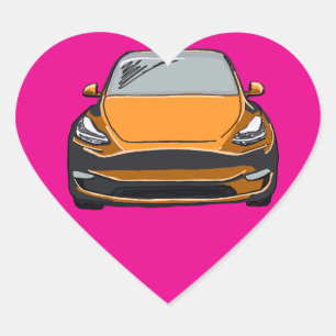 Sticker Cœur Orange Electric Véhicule SUV Dessin de voiture Coe