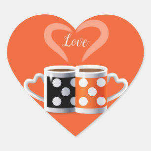Sticker Cœur Orange + Noir ou nous appartenons ensemble