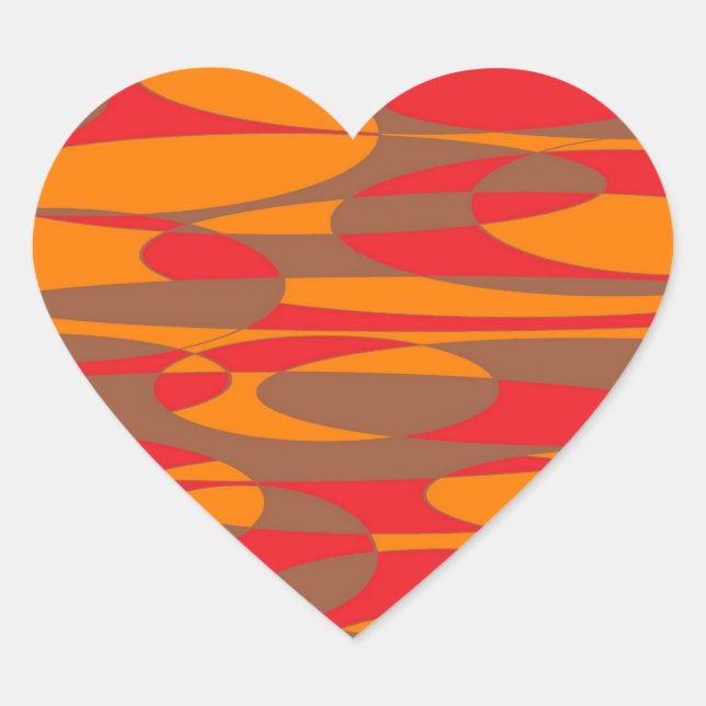 Sticker Cœur Orange, rouge et Brown elliptique (Devant)