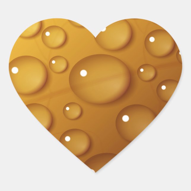 Sticker Cœur Orange Water Drop Texture (Devant)