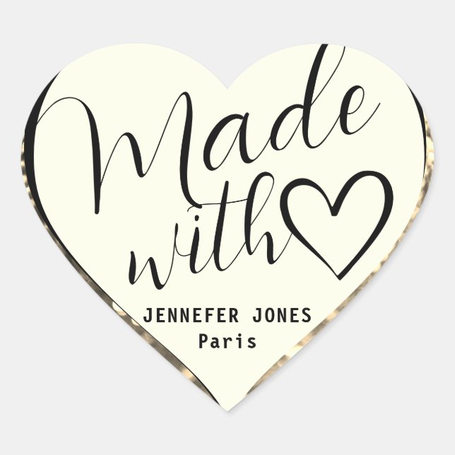 Sticker Cœur Orbes de Parties scintillant d'or faits avec amour (Devant)