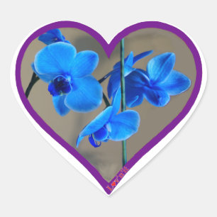 Sticker Cœur orchidée bleue