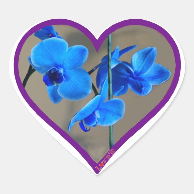 Sticker Cœur orchidée bleue (Devant)