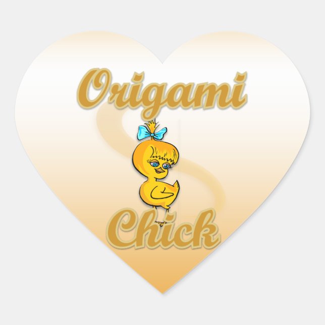 Sticker Cœur Origami chick (Devant)