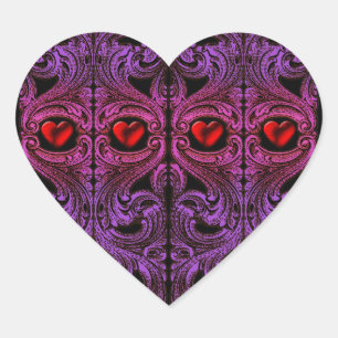 Sticker Cœur Ornement Goth Purple avec Coeur