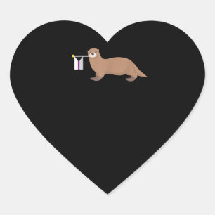 Sticker Cœur Otter Gift   Otter Drapeau démisexuel migre LGBT
