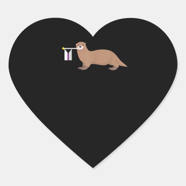 Sticker Cœur Otter Gift | Otter Drapeau démisexuel migre LGBT (Devant)
