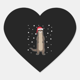 Sticker Cœur Otter Sea Otter Christmas Animaux Idée cadeau