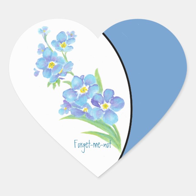 Sticker Cœur Oubliez-moi pas Custom Watercolor Garden Flower (Devant)