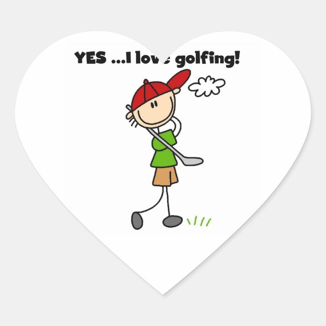 Sticker Cœur Oui j'adore le golf (Devant)
