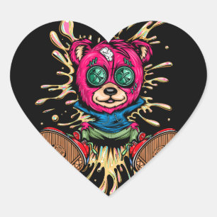 Sticker Cœur Ours Au Miel