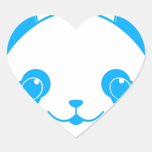 Sticker Cœur Ours bleu Kawaii Panda
