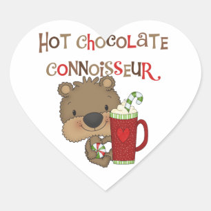 Sticker Cœur Ours de garçon de connaisseur de chocolat chaud